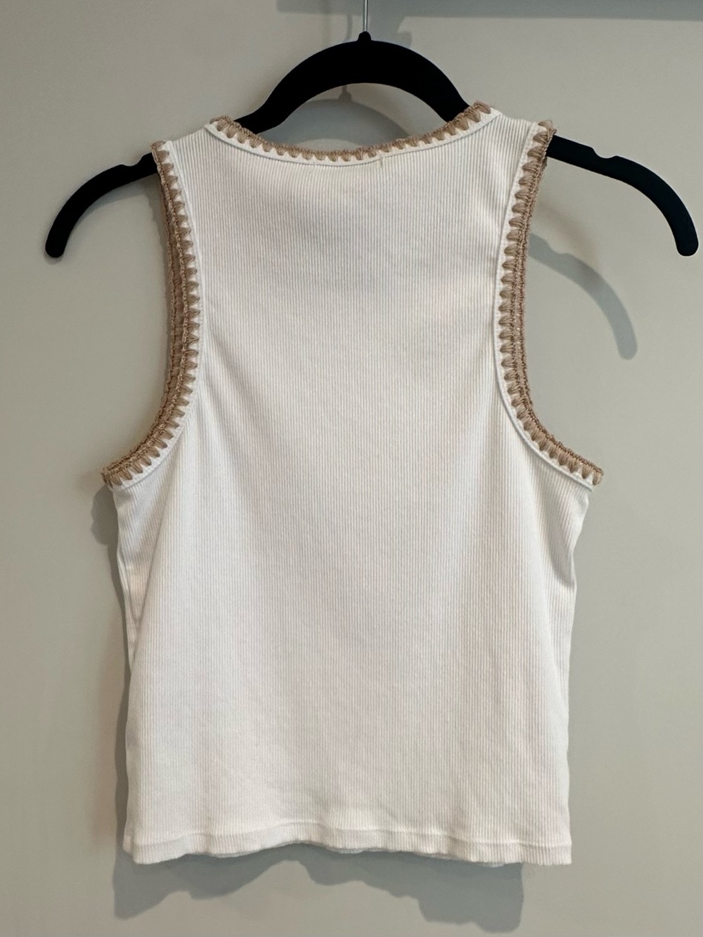 Z Supply Avril Rib Whipstitch Edge White Tank Top, Size M, NWOT - Picture 5 of 6